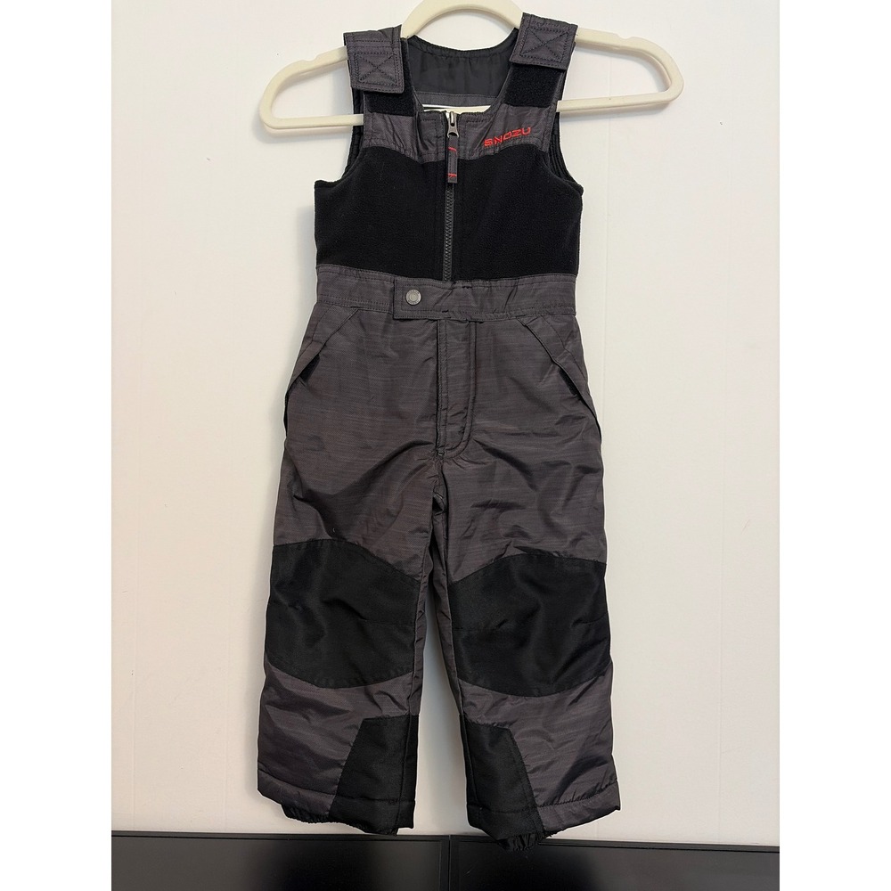 Snozu Snow Bibs Kids‎ 3T Gray Excellent Insulated Fleece Lined Overalls Snow Ski